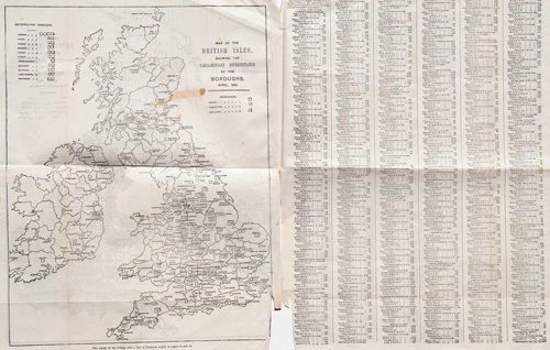 Map of the British Isles, showing the Parliamentary Representation of the Counties,
April 1880